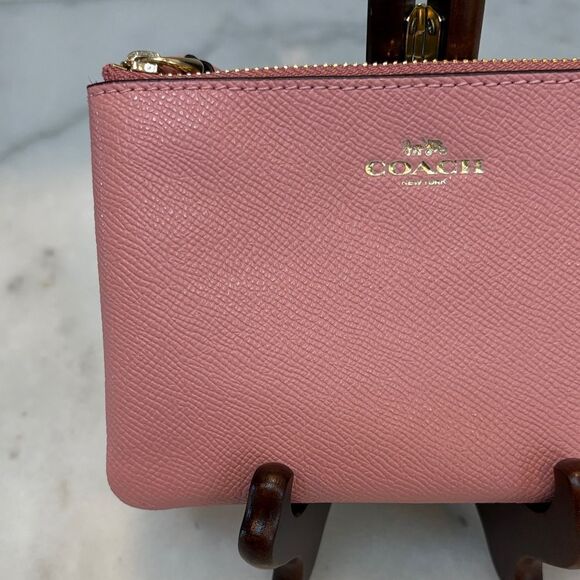 Coach Saffiano Leather Pouch Wristlet - Picture 3 of 13